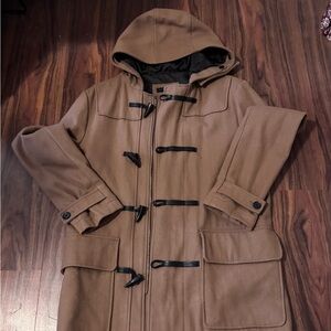 Men's Tan Hooded Toggle Trench Coat